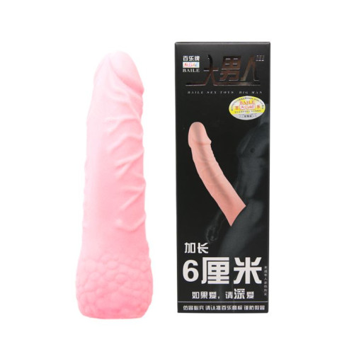 Удлиняющая насадка на пенис с расширением в основании - 18 см. (телесный)