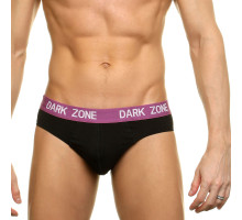 Черные мужские слипы с фиолетовой брендированной резинкой (черный|S)