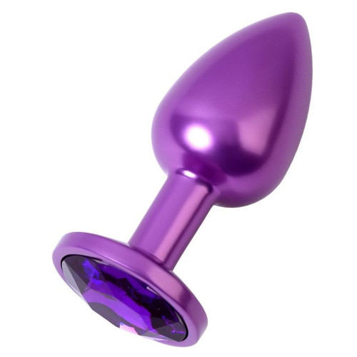 Фиолетовый анальный плаг с кристаллом фиолетового цвета - 7,2 см. (фиолетовый)