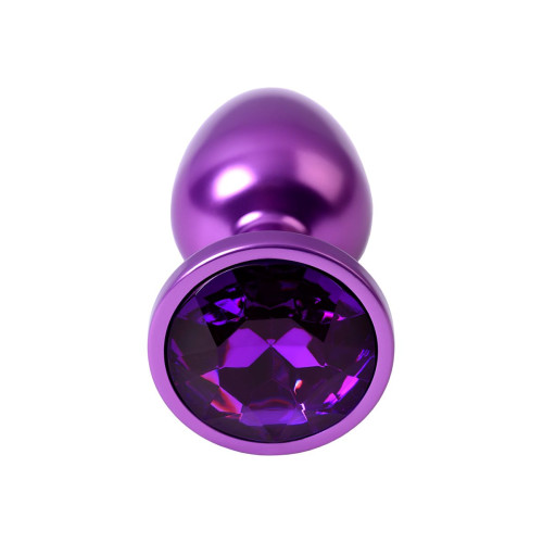Фиолетовый анальный плаг с кристаллом фиолетового цвета - 7,2 см. (фиолетовый)