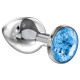 Большая серебристая анальная пробка Diamond Light blue Sparkle Large с голубым кристаллом - 8 см. (нежно-голубой)