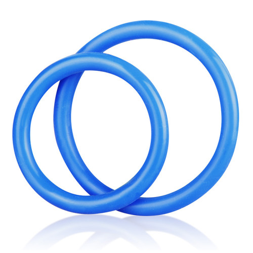 Набор из двух голубых силиконовых колец разного диаметра SILICONE COCK RING SET (синий)