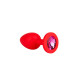Красная анальная втулка с малиновым кристаллом - 7,3 см. (малиновый)