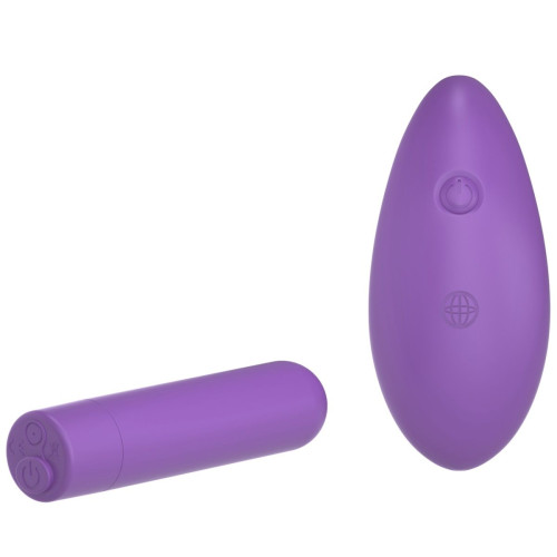 Фиолетовая вибропуля с пультом Rechargeable Remote Control Bullet - 7,62 см. (фиолетовый)
