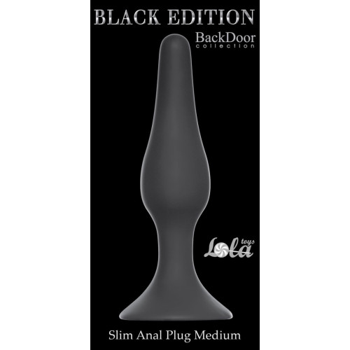 Чёрная анальная пробка Slim Anal Plug Medium - 11,5 см. (черный)