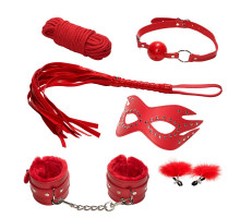 Эротический набор БДСМ из 6 предметов в красном цвете (красный)