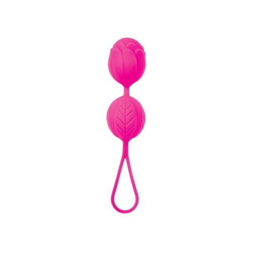 Розовые рельефные вагинальные шарики со шнурком (розовый)