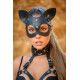 Эффектная кожаная маска кошки с ушками (черный)