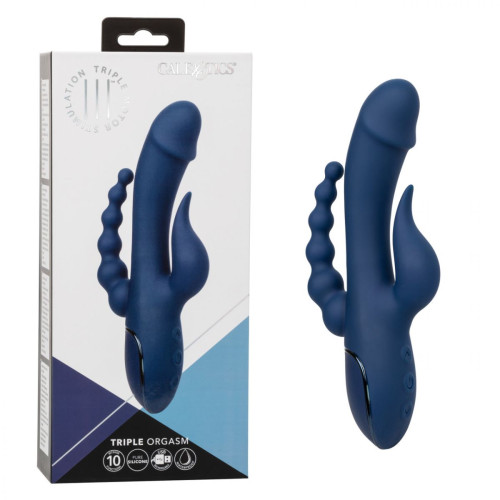 Синий тройной вибромассажер Triple Orgasm (синий)