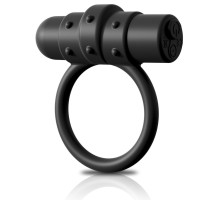 Черное перезаряжаемое эрекционное кольцо Vibrating Silicone C-Ring (черный)