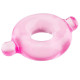 Розовое эрекционное кольцо с ушками для удобства надевания BASICX TPR COCKRING PINK (розовый)