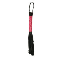 Аккуратная плетка с розовой рукоятью Passionate Flogger - 39 см. (розовый с черным)