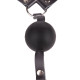 Чёрный кляп-шар на кожаных ремешках с пряжкой (черный)