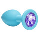 Средняя голубая анальная пробка Emotions Cutie Medium с фиолетовым кристаллом - 8,5 см. (фиолетовый)