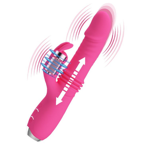 Розовый вибратор Dorothy с функцией поступательных движений - 19,7 см. (розовый)