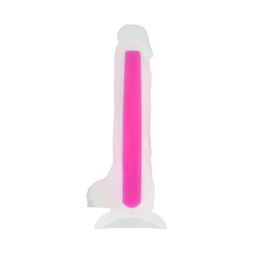 Прозрачно-розовый фаллоимитатор, светящийся в темноте, James Glow - 18 см. (розовый)