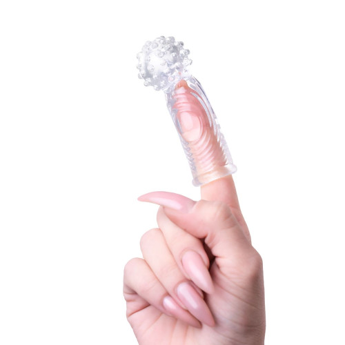 Прозрачная рельефная насадка на палец Ricol - 8 см. (прозрачный)