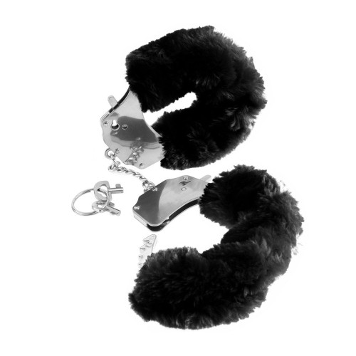 Металлические наручники Furry Love Cuffs с черным мехом (черный)