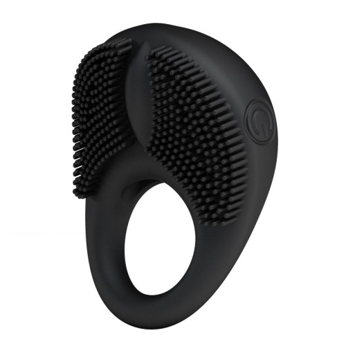 Вибрирующее эрекционное кольцо с щетинками (черный)