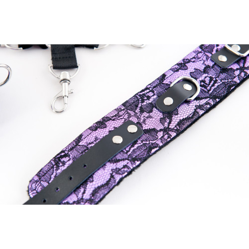 Пурпурный кружевной бондажный комплект (фиолетовый с черным)