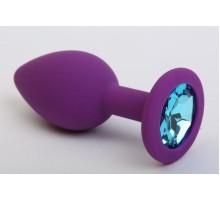 Фиолетовая силиконовая пробка с голубым стразом - 8,2 см. (голубой)