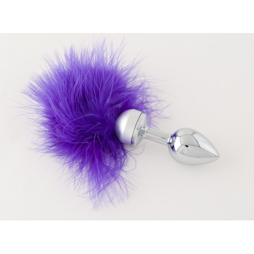 Малая анальная втулка с фиолетовой опушкой - 7 см. (фиолетовый)