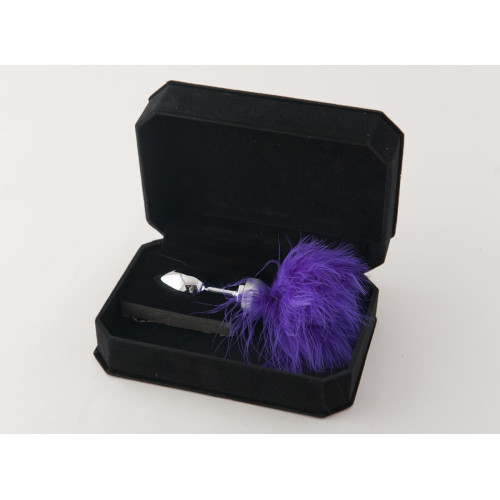 Малая анальная втулка с фиолетовой опушкой - 7 см. (фиолетовый)