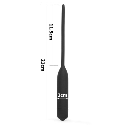 Черный уретральный виброплаг Silicone Vibrating Urethral Dilator - 21 см. (черный)