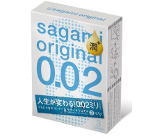 Ультратонкие презервативы Sagami Original 0.02 Extra Lub с увеличенным количеством смазки - 3 шт.