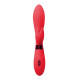 Красный вибратор Leyla с клиторальным отростком - 20,5 см. (красный)