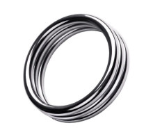 Металлическое эрекционное кольцо с рёбрышками размера L (серебристый)