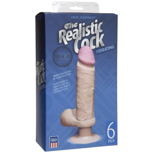 Вибромассажер-реалистик на присоске The Realistic Cock ULTRASKYN Vibrating 6”- 21,6 см. (телесный)