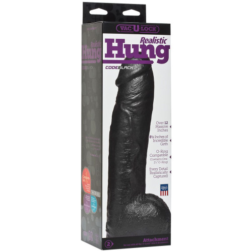 Черная насадка-фаллоимитатор Hung - 30,7 см. (черный)
