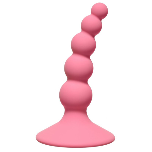 Розовая анальная пробка Ribbed Plug Pink - 10,5 см. (розовый)