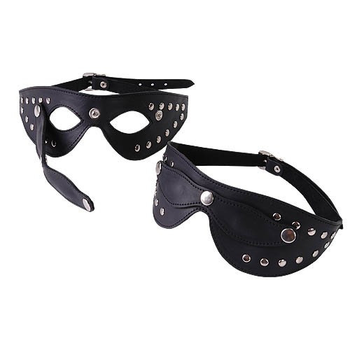 Чёрная кожаная маска с велюровой подкладкой (черный)