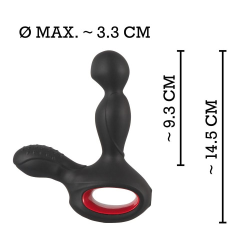 Черный вибромассажер простаты с нагревом и ротацией Prostate Plug - 14,5 см. (черный)