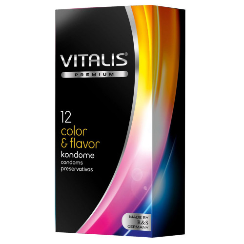Цветные ароматизированные презервативы VITALIS PREMIUM color & flavor - 12 шт. (разноцветный)