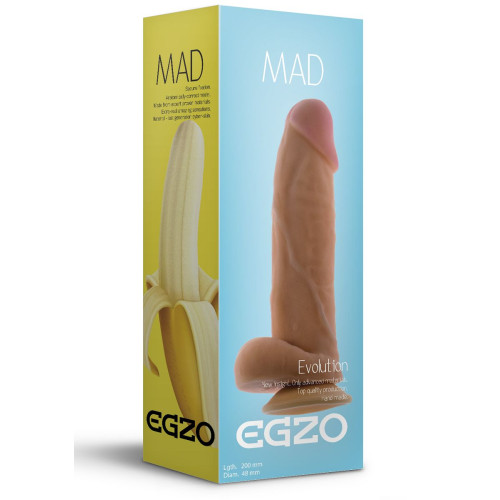 Ультра реалистичный фаллоимитатор Mad Banana - 20 см. (телесный)