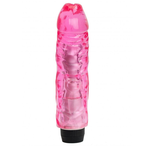 Розовый вибратор-реалистик с венками - 22 см. (розовый)