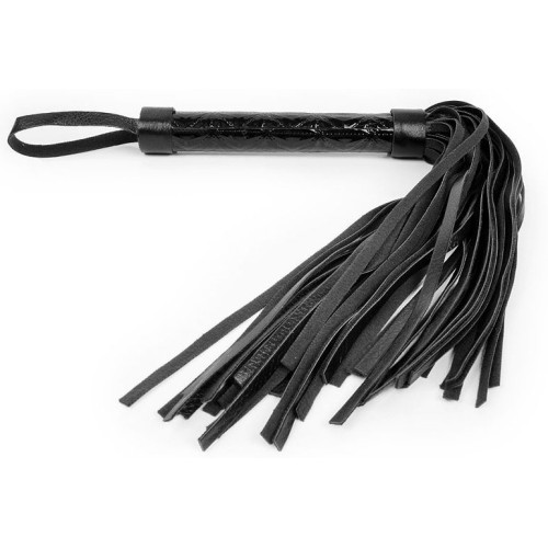 Черная многохвостовая плеть с круглой гладкой ручкой - 38 см. (черный)