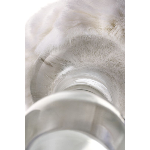 Стеклянная анальная втулка с белым хвостиком - 14 см. (белый)
