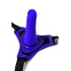 Фиолетовый силиконовый страпон - 14,5 см. (фиолетовый с черным)