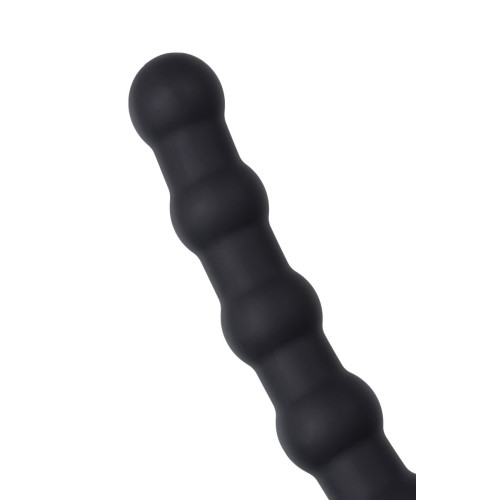 Черная насадка на пенис для двойного проникновения - 19,5 см. (черный)