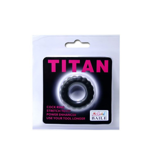 Эрекционное кольцо с крупными ребрышками Titan (черный)