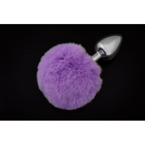Маленькая серебристая пробка с пушистым фиолетовым хвостиком (фиолетовый)
