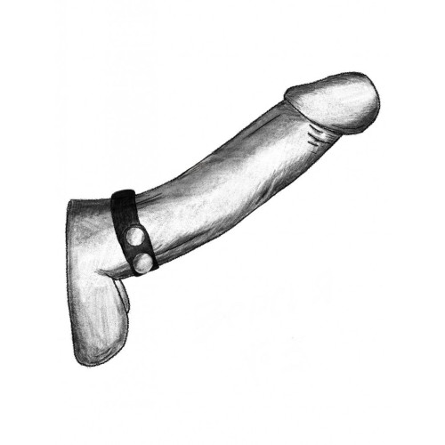 Черный узкий ремень-утяжка на пенис с металлическими кнопками (черный)