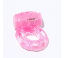 Розовое мягкое эрекционное кольцо с вибрацией (розовый)