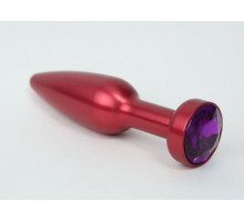 Большая красная анальная пробка с фиолетовым стразом - 11,2 см. (фиолетовый)