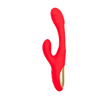 Красный вибратор-кролик с двигающимся язычком Patti - 24 см. (красный)