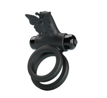 Черное эрекционное виброкольцо Passionate Ring IX (черный)